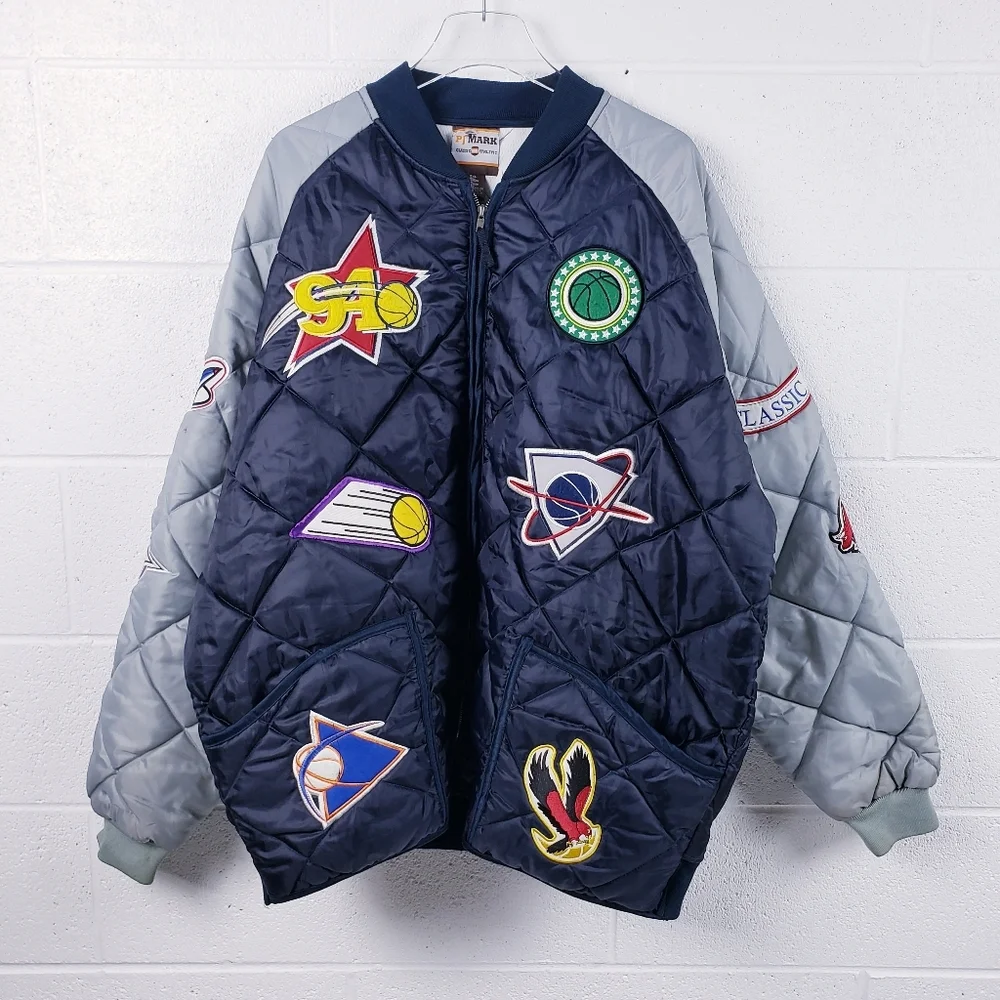 VIntage 90's PJ Mark Classic Athletic NBA Logo Quilted Puffer Jacket‎ Size 2XL